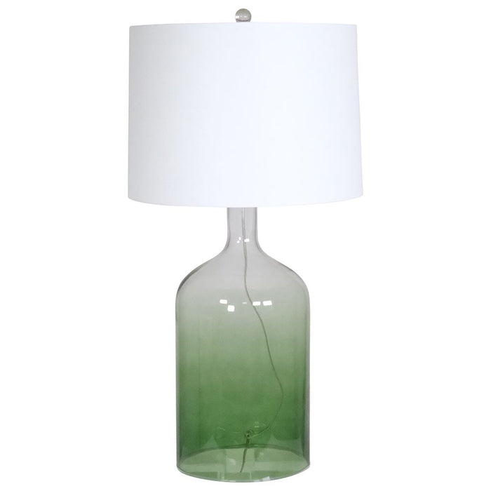 Modern Green Glass Bottle Table Lamp with White Shade - 84 cm