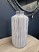 Flower Bud Vase, Stripe Stoneware, Blue, White