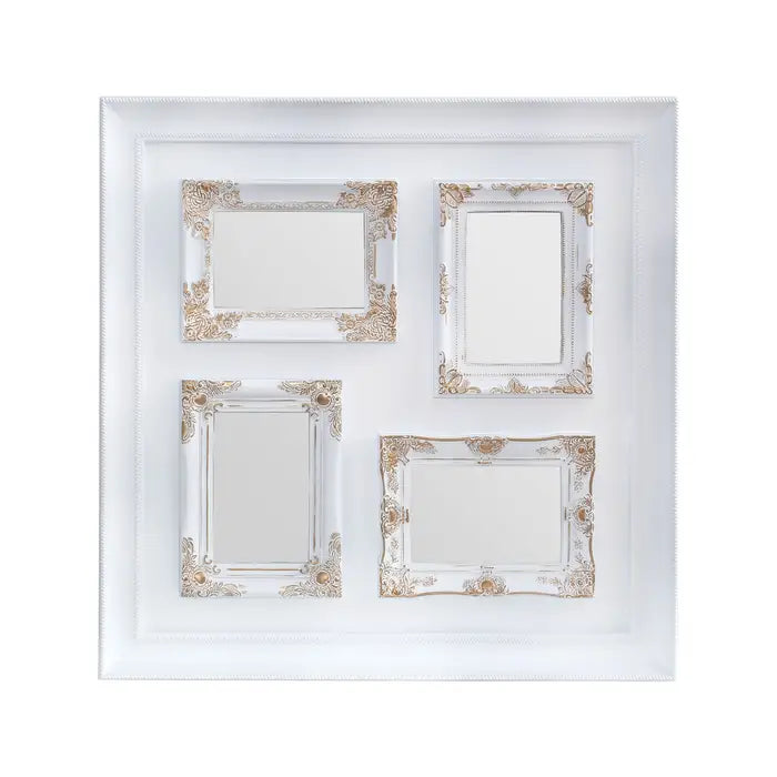 Vintage Style White & Gold 4 Photo Frame