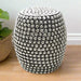 Handcrafted Pewter Finish Iron Bead Stool