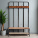 Kenwyn Bench / Coat Rack, Natural Wood, Black Metal Frame