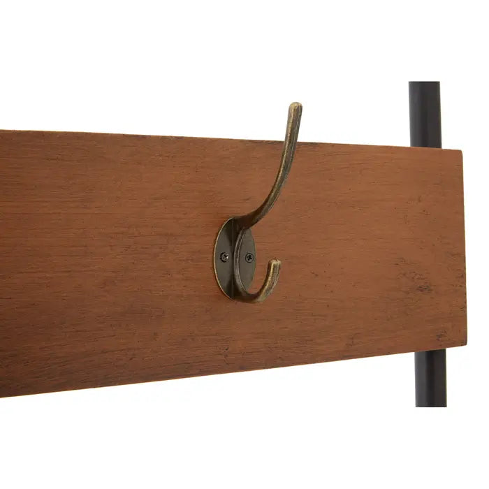 Kenwyn Bench / Coat Rack, Natural Wood, Black Metal Frame