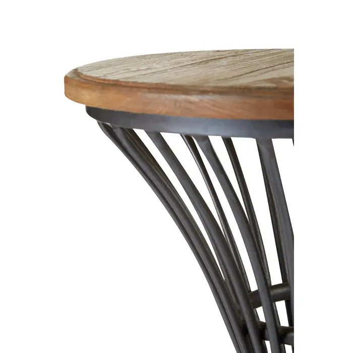 Foundry Bar Stool, Natural Wood, Stainless Steel