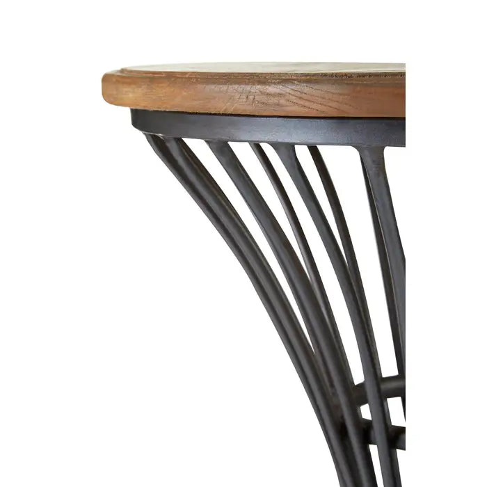 Foundry Bar Stool, Natural Wood, Stainless Steel