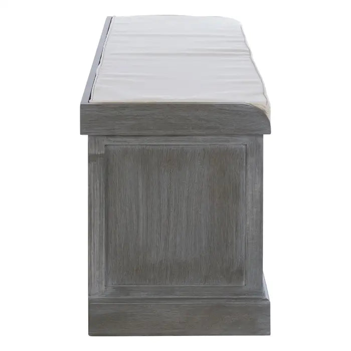 Portland Indoor Storage Bench, Weather Grey, Cream Fabric