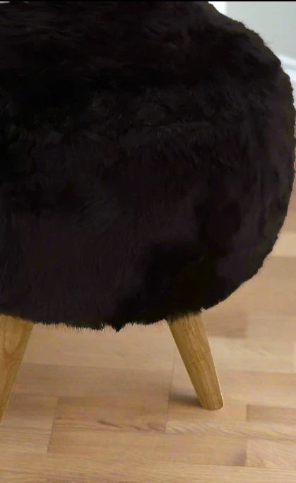 Black Fur Effect Cabaret Stool