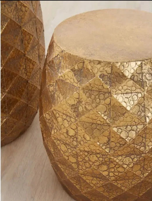 Hammered Gold Decorative Stools Set