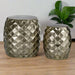 Hammered Iron Stools - Silver Geometric Pattern