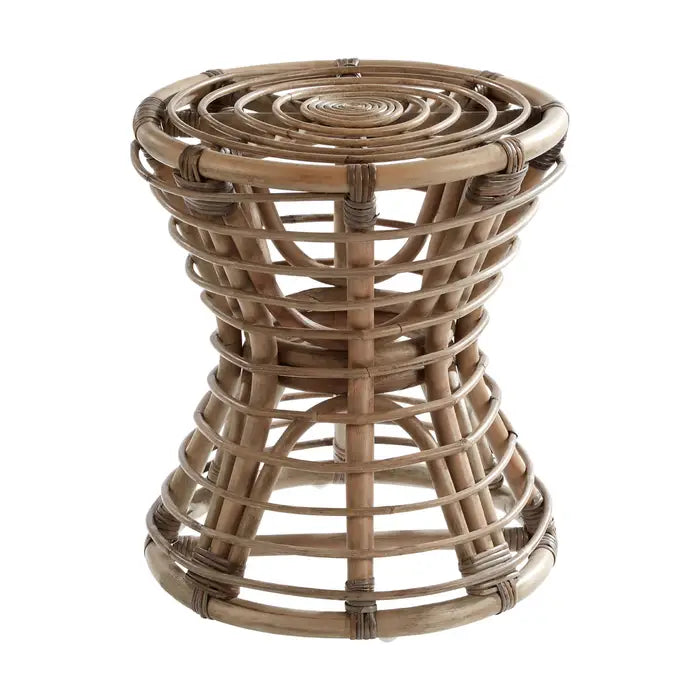 Handwoven Grey Rattan Stool