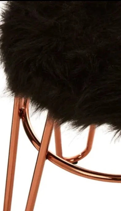 Battersea Faux Fur Rose Gold Stool