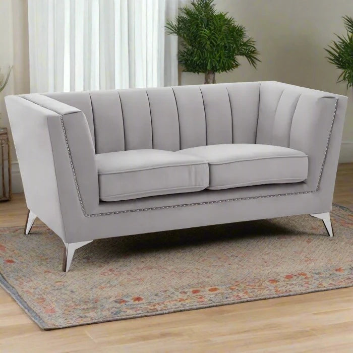 Grey sofa online with stud detail