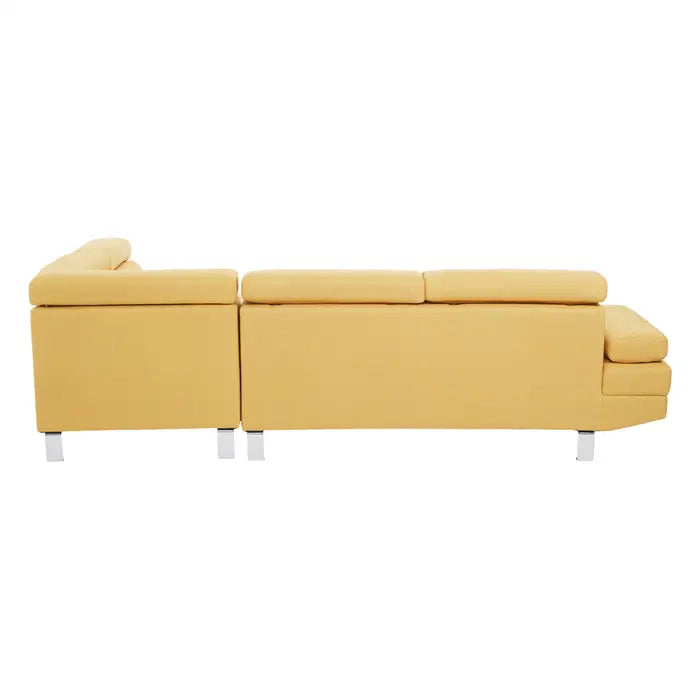 Hanover Corner Sofa, Ochre Linen, Metal Legs, Foam-Padded, Backrest, Ergonomic Arm