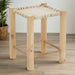 Natural Wooden Stool with Weave Design and Cotton Thread Seat