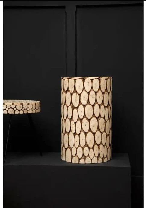 Enhance Your Space with the Hand-Cut Disc FIR Wood Stool