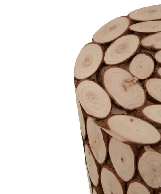 Enhance Your Space with the Hand-Cut Disc FIR Wood Stool