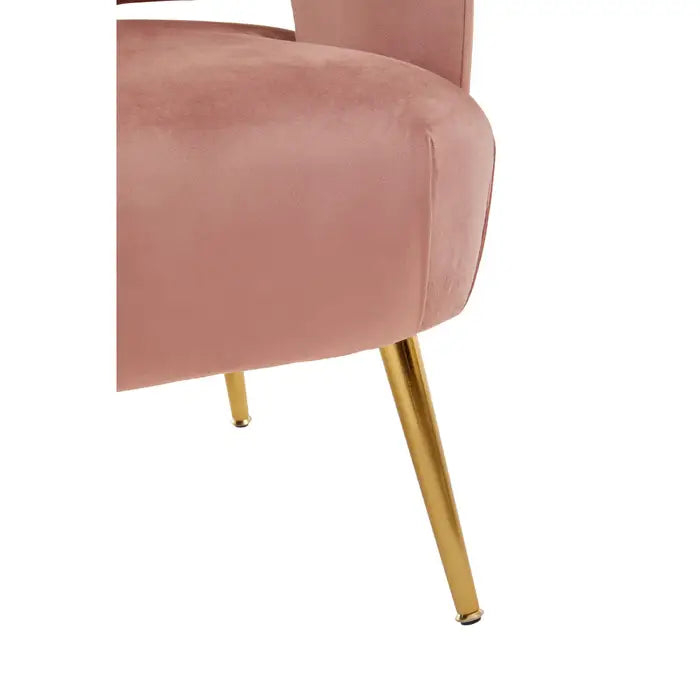 Larissa Accent Chair, Pink Velvet, Gold Legs