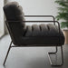 Fulton Accent Chair, Black Leather, Black Metal 