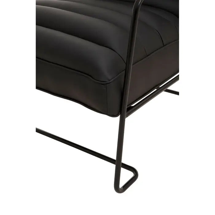 Fulton Accent Chair, Black Leather, Black Metal