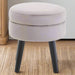 Loretta Mink Velvet Upholstered Footstool with Sleek Black Wooden Legs