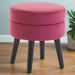 Loretta Wine Velvet Upholstered Footstool with Sleek Black Wooden Legs