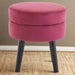 Loretta Wine Velvet Upholstered Footstool with Sleek Black Wooden Legs