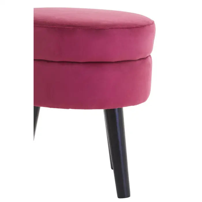 Loretta Wine Velvet Upholstered Footstool with Sleek Black Wooden Legs