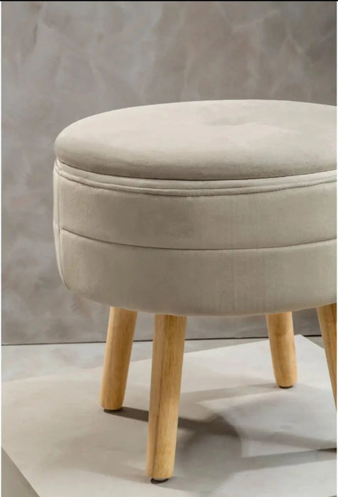 Mink Velvet Upholstered Storage Stool