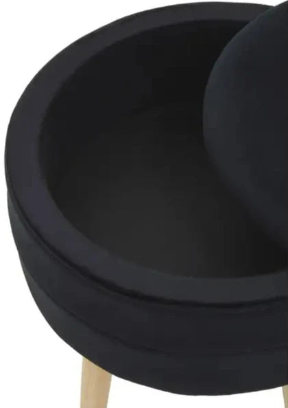 Black Velvet Upholstered Storage Stool
