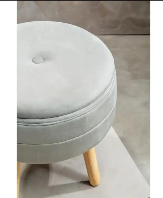 Grey Velvet Upholstered Storage Stool