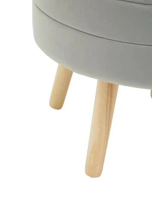 Grey Velvet Upholstered Storage Stool