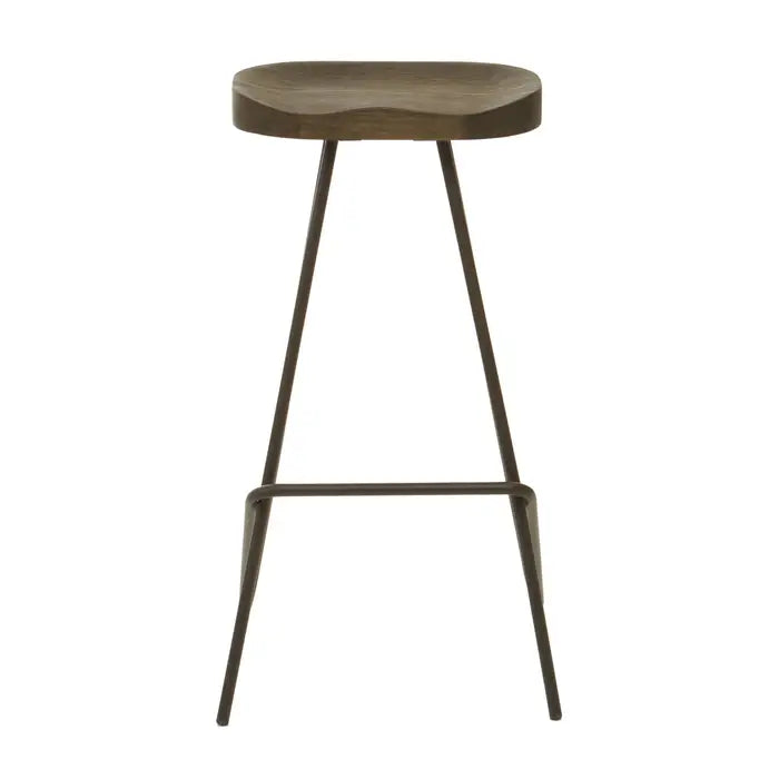 Battersea Bar Stool, Walnut, Metal Frame