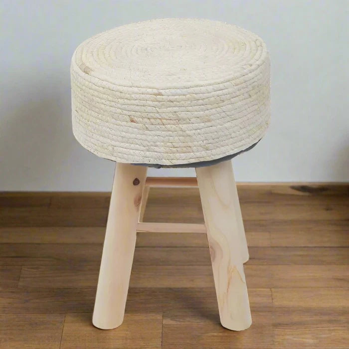 Natural Corn Rope Accent Stool