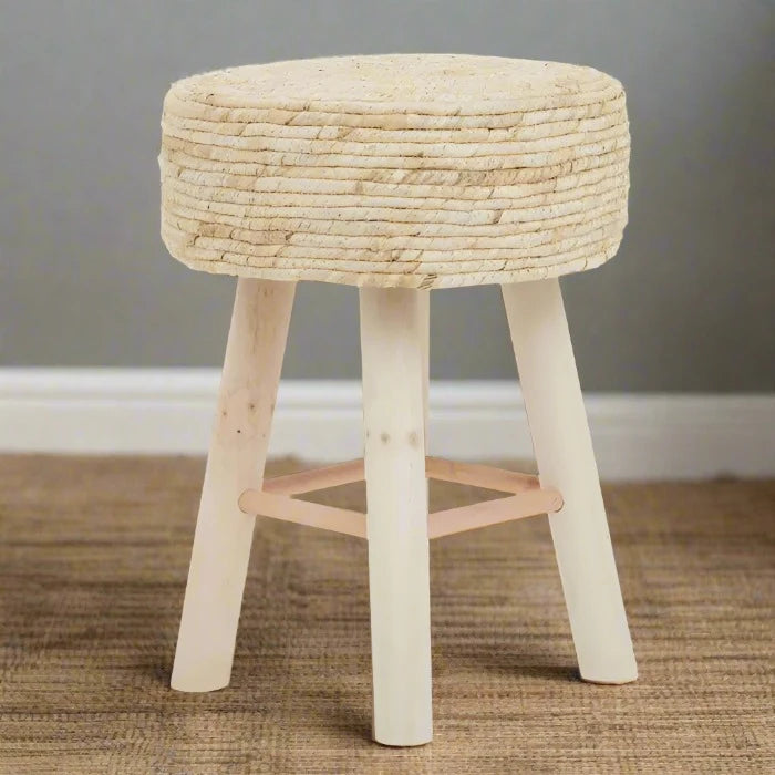 Natural Corn Rope Accent Stool