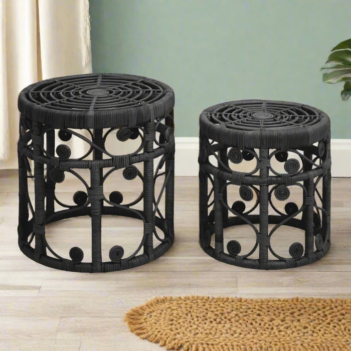 Mataram Rattan Side Table Set of Two