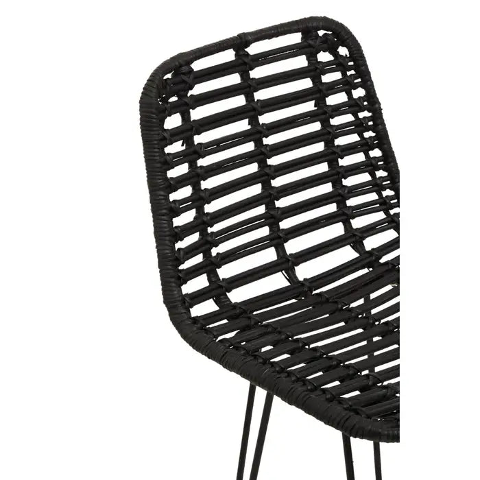 Lagom Bar Chair, Black Rattan, Black Metal