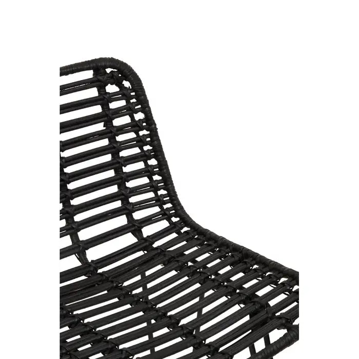 Lagom Bar Chair, Black Rattan, Black Metal