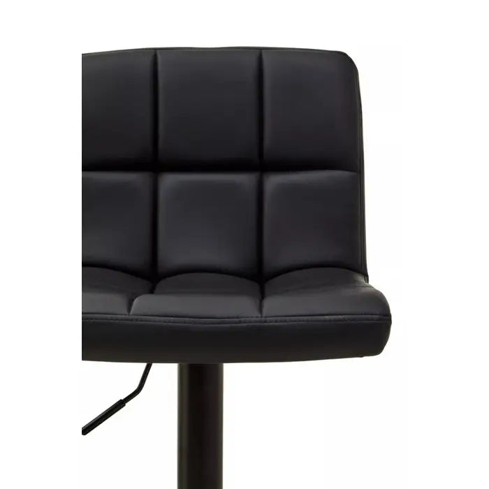 Molton Bar Stool, Quilted Black Leather, Black Metal