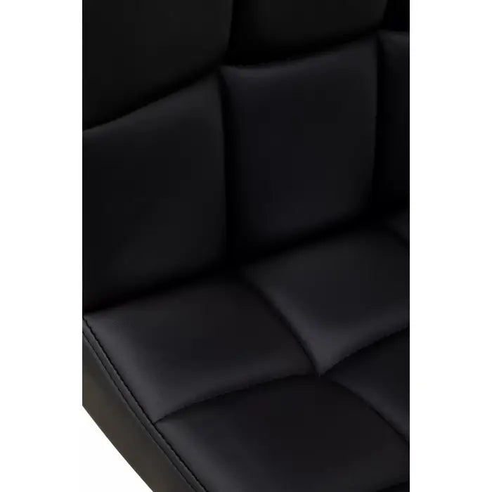 Molton Bar Stool, Quilted Black Leather, Black Metal