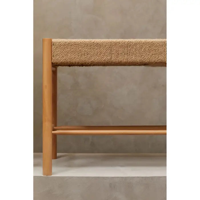 Crofton Indoor/ Dining Bench, Natural Wood, Natural Rope Seat