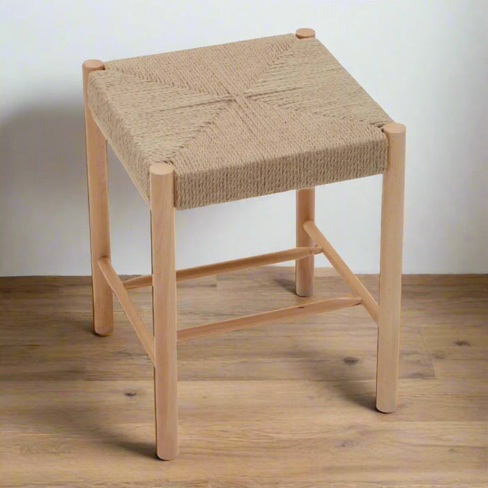 Bandar Natural Wood & Rope Stool