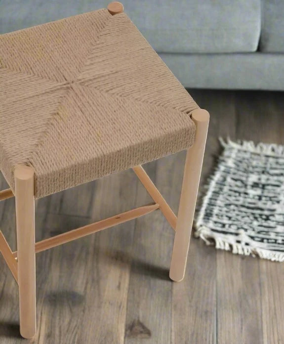 Bandar Natural Wood & Rope Stool