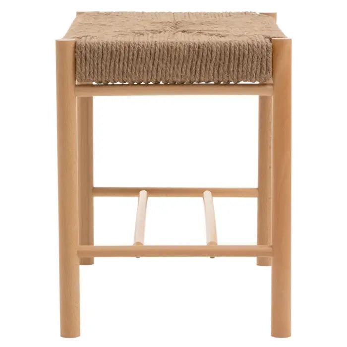 Crofton Boho Bench, Natural Wood Frame, Natural Rope Seat