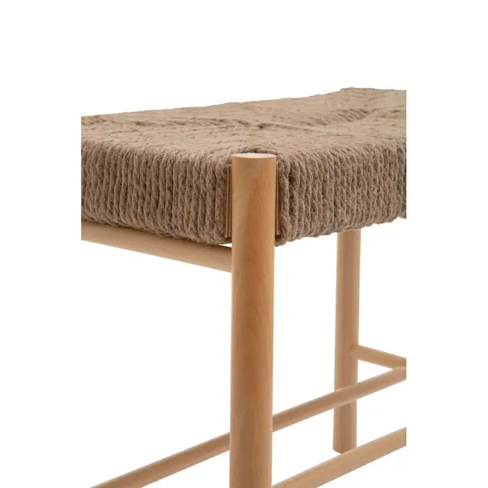 Crofton Boho Bench, Natural Wood Frame, Natural Rope Seat