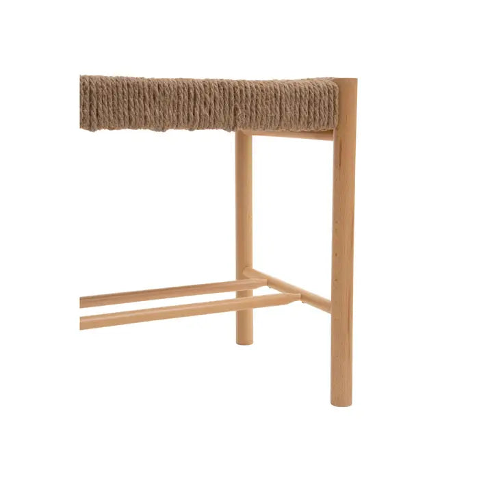 Crofton Boho Bench, Natural Wood Frame, Natural Rope Seat