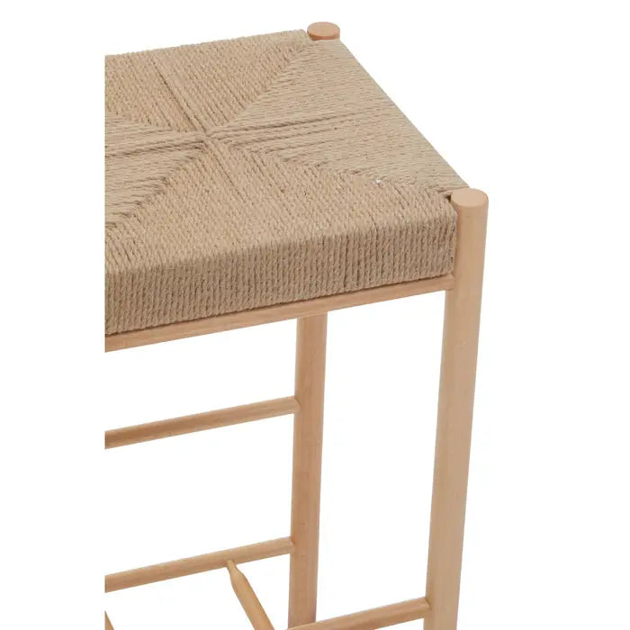 Bandar Bar Stool, Woven Rope Seat, Natural Wood