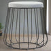 Modern Industrial Grey Velvet & Black Iron Low Stool