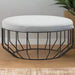 Modern Industrial Grey Velvet &Black Metal Round Stool