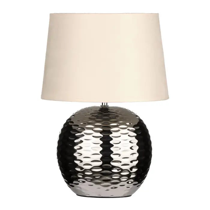 Beige Fabric Shade Dimple Effect Table Lamp