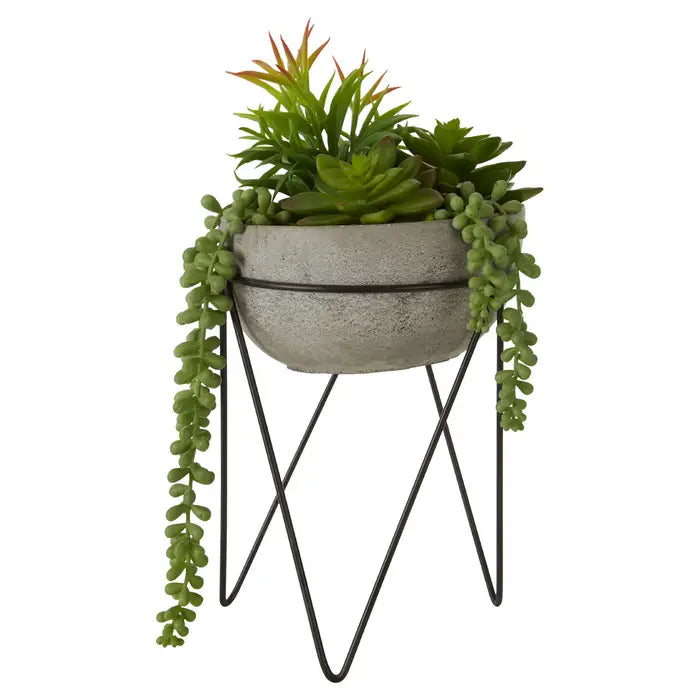 Artificial Fiori Mixed Succulent with Metal Stand