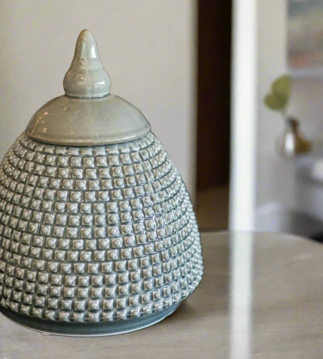 Aria Ceramic Grey Bobble Lidded Jar